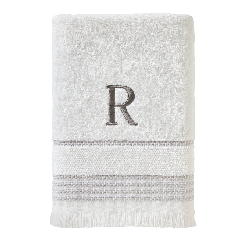 Casual Monogram “R” Cotton Bath Towel, White