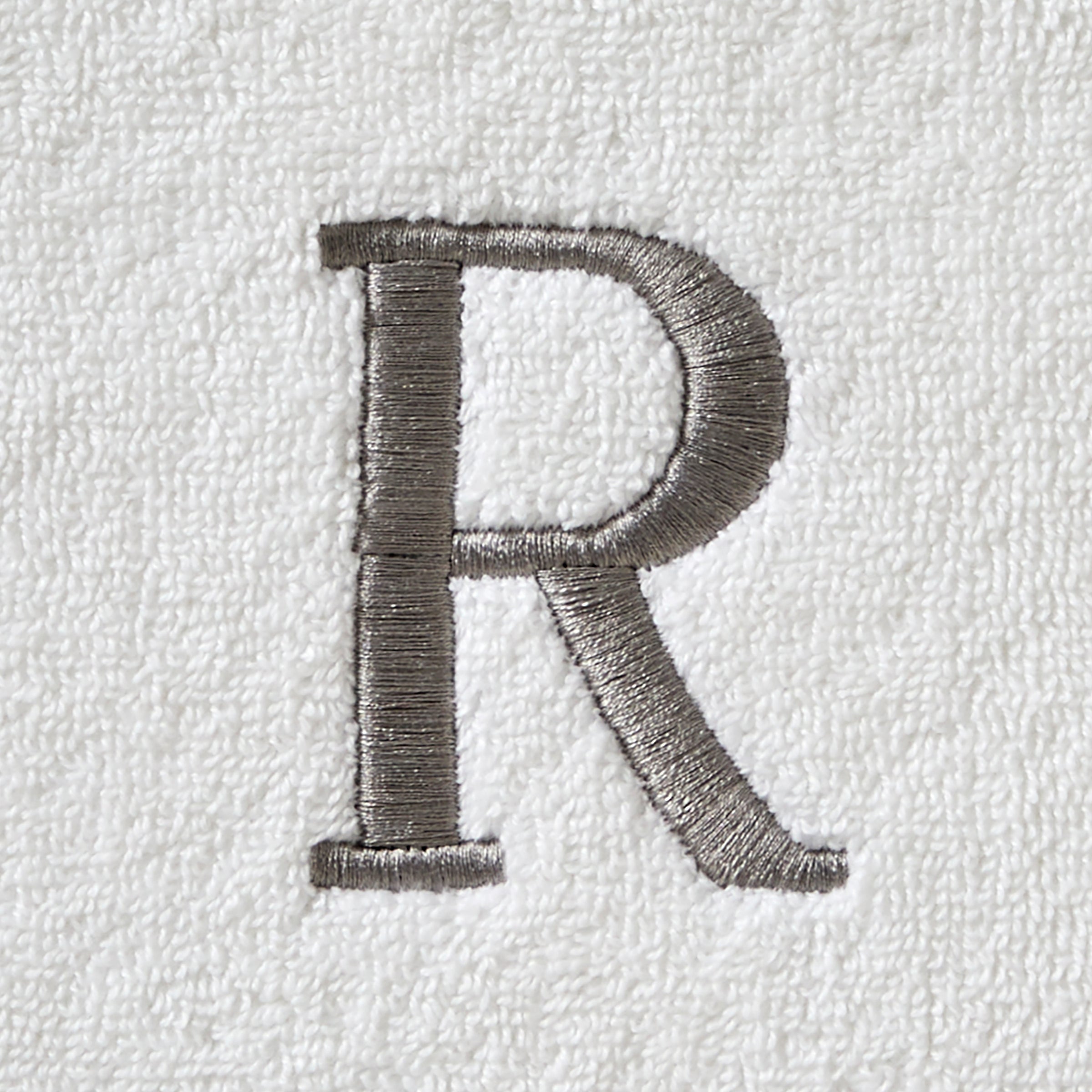 Casual Monogram “R” 2-Piece Cotton Hand Towel Set, White