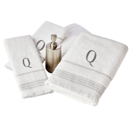 Casual Monogram “Q” Cotton Bath Towel, White
