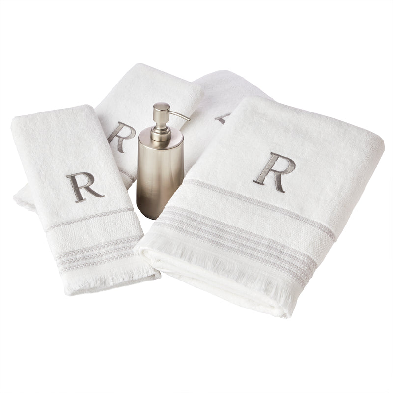 Casual Monogram “R” Cotton Bath Towel, White
