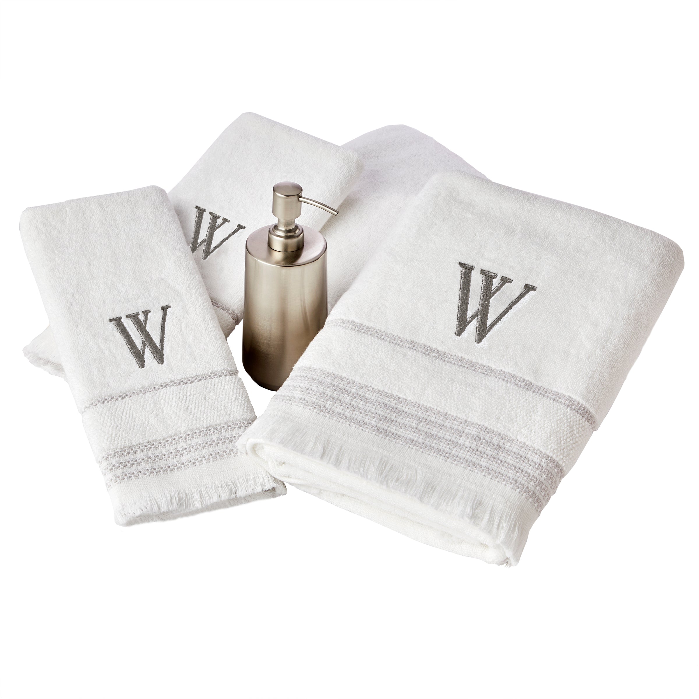 Casual Monogram “W” Cotton Bath Towel, White