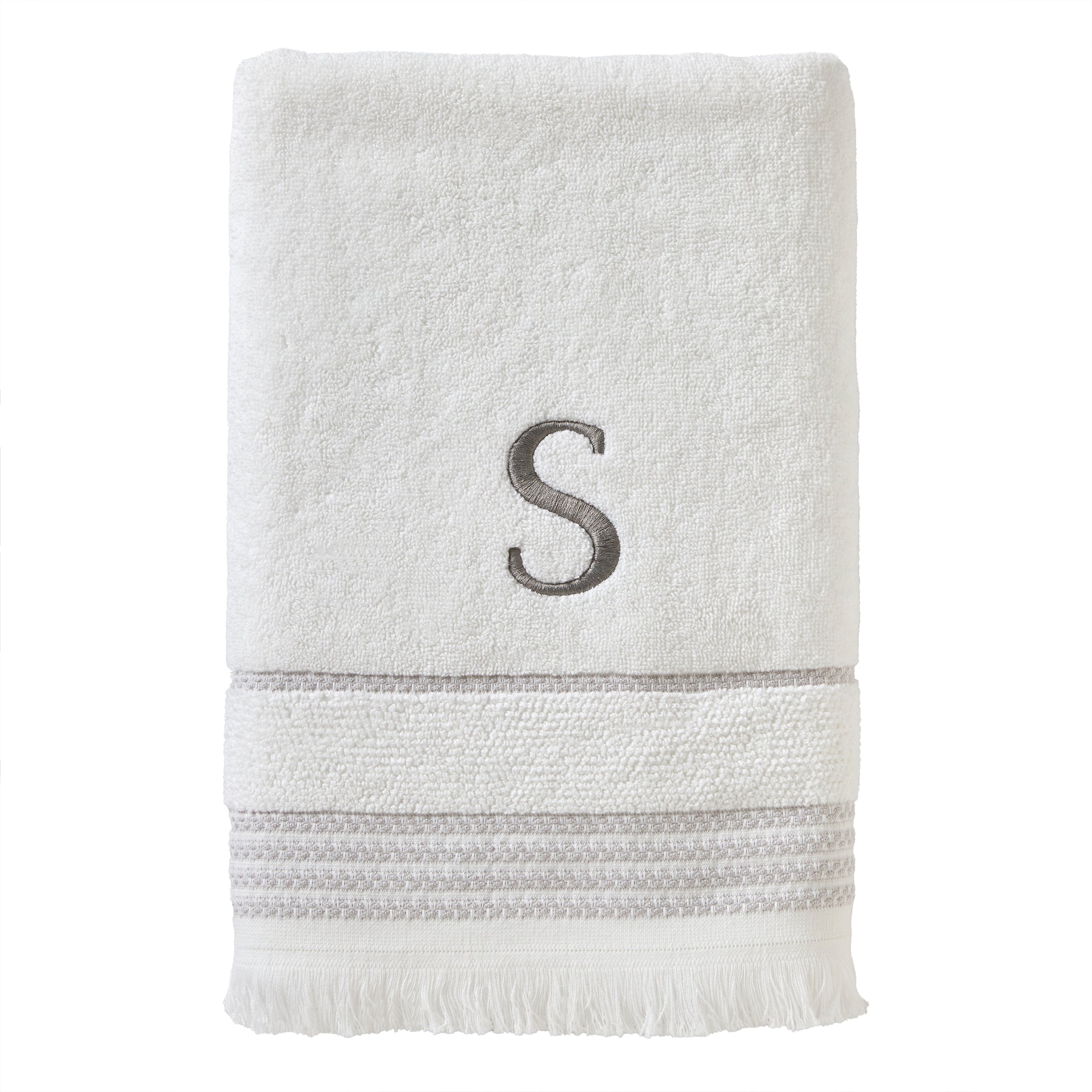 Casual Monogram “S” Cotton Bath Towel, White
