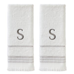Casual Monogram “S” 2-Piece Cotton Hand Towel Set, White