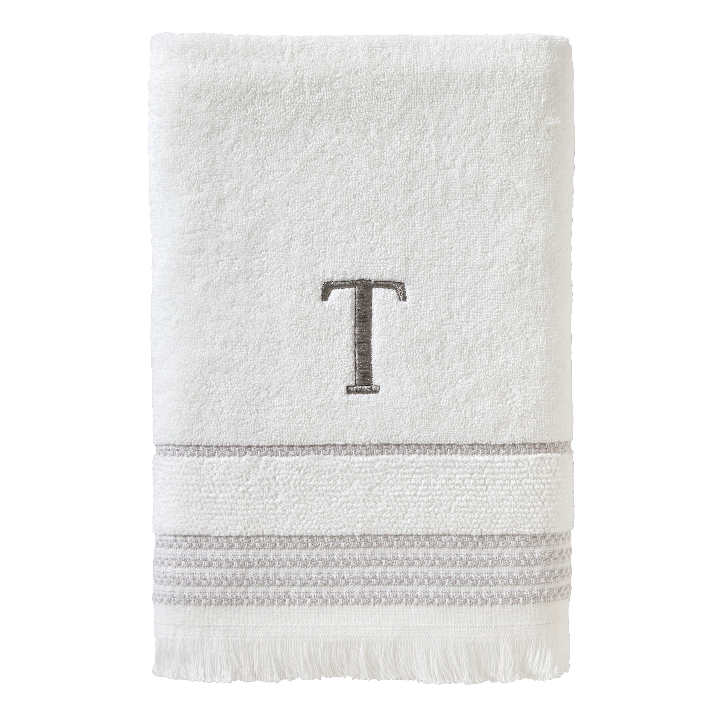 Casual Monogram “T” Cotton Bath Towel, White