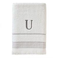 Casual Monogram “U” Cotton Bath Towel, White