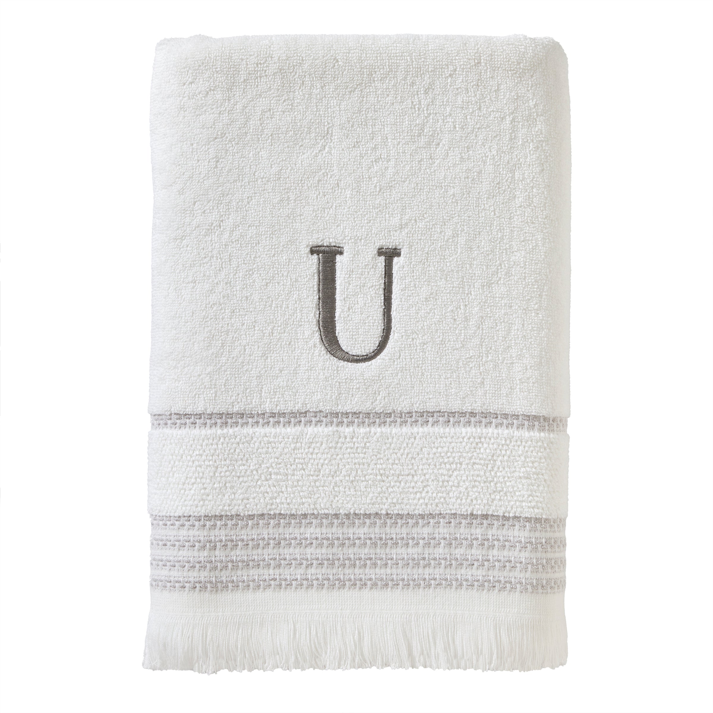 Casual Monogram “U” Cotton Bath Towel, White