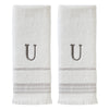 Casual Monogram “U” 2-Piece Cotton Hand Towel Set, White