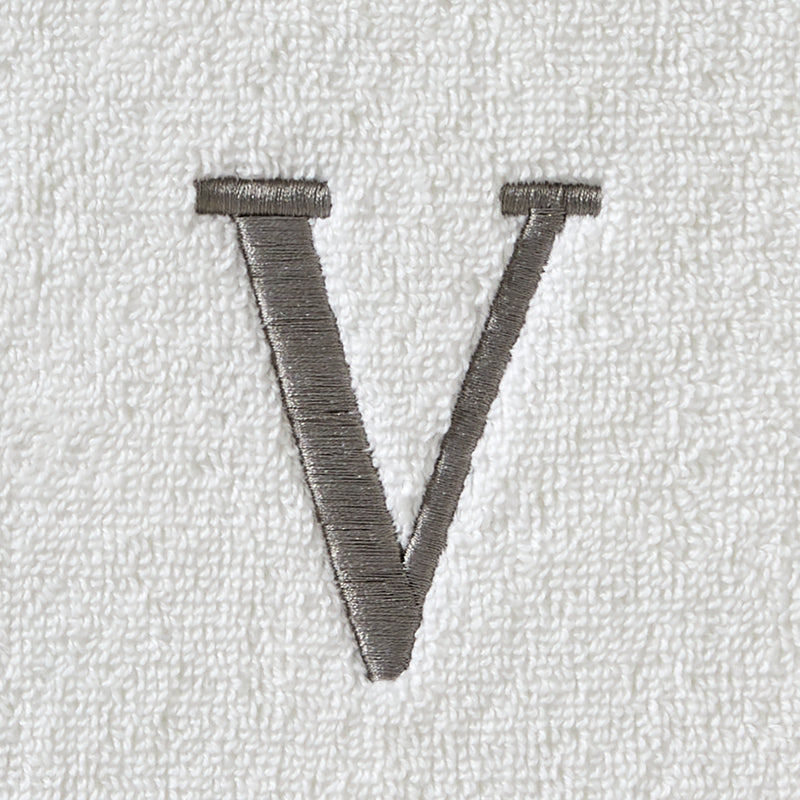 Casual Monogram “V” 2-Piece Cotton Hand Towel Set, White