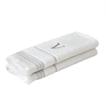 Casual Monogram “V” 2-Piece Cotton Hand Towel Set, White