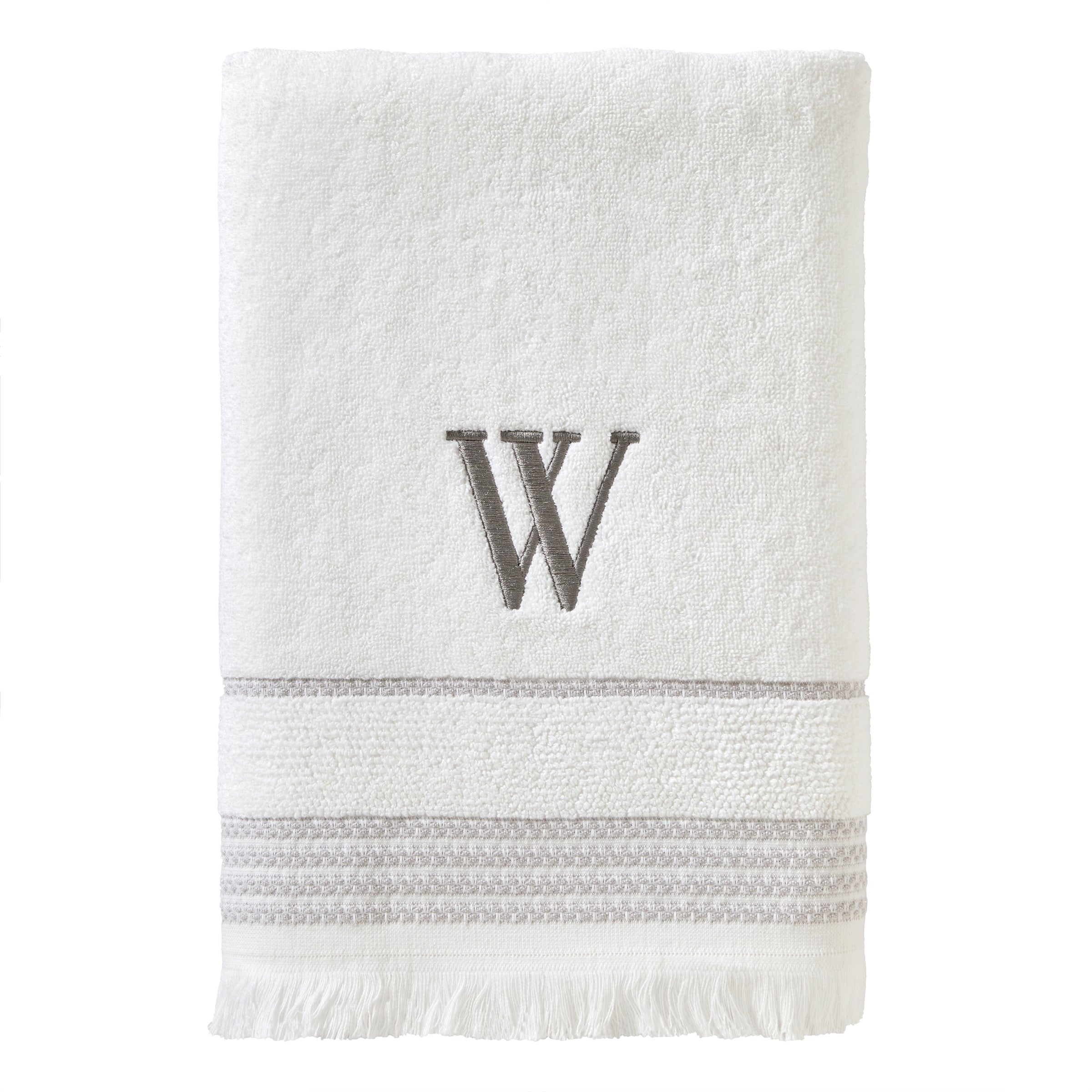 Casual Monogram “W” Cotton Bath Towel, White
