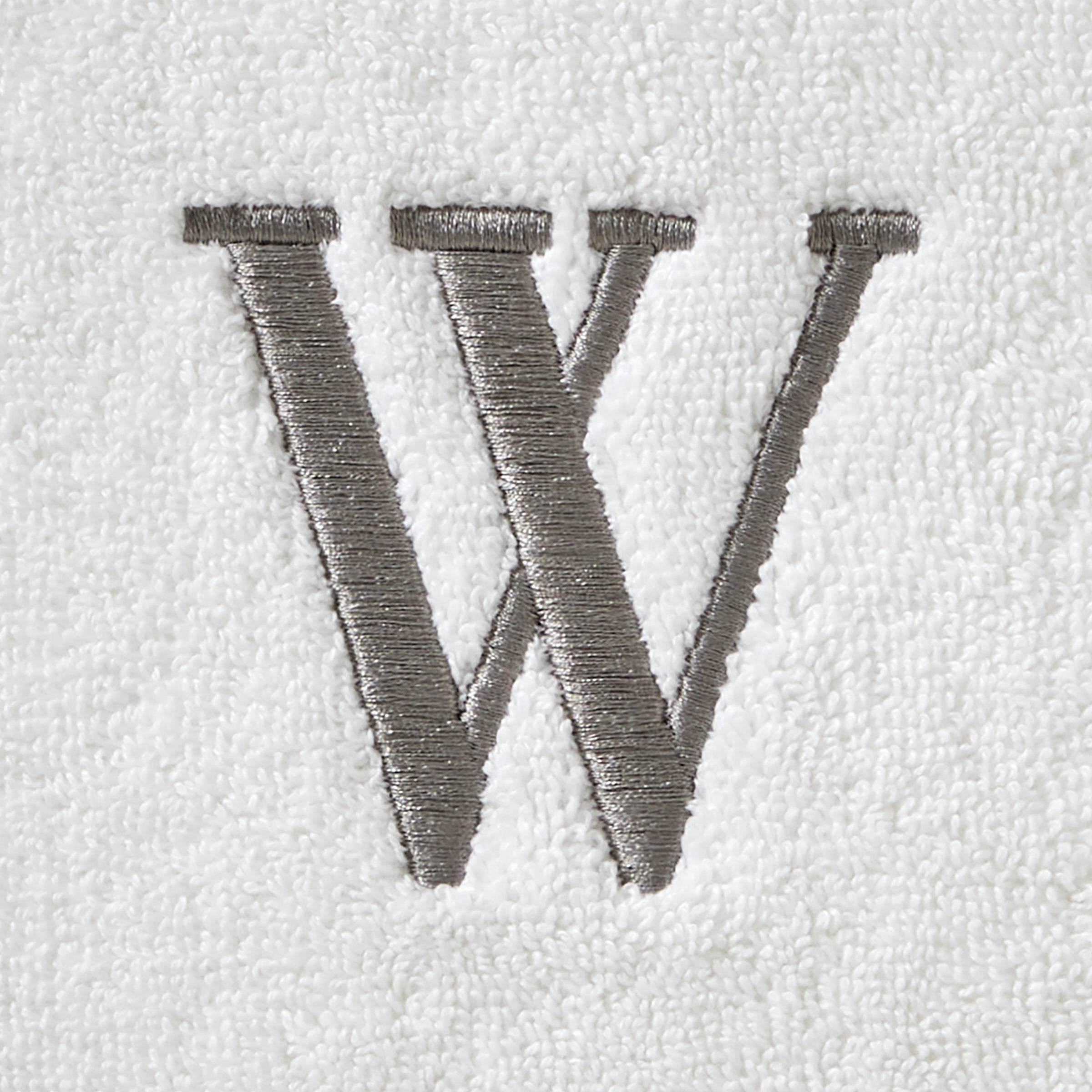 Casual Monogram “W” 2-Piece Cotton Hand Towel Set, White