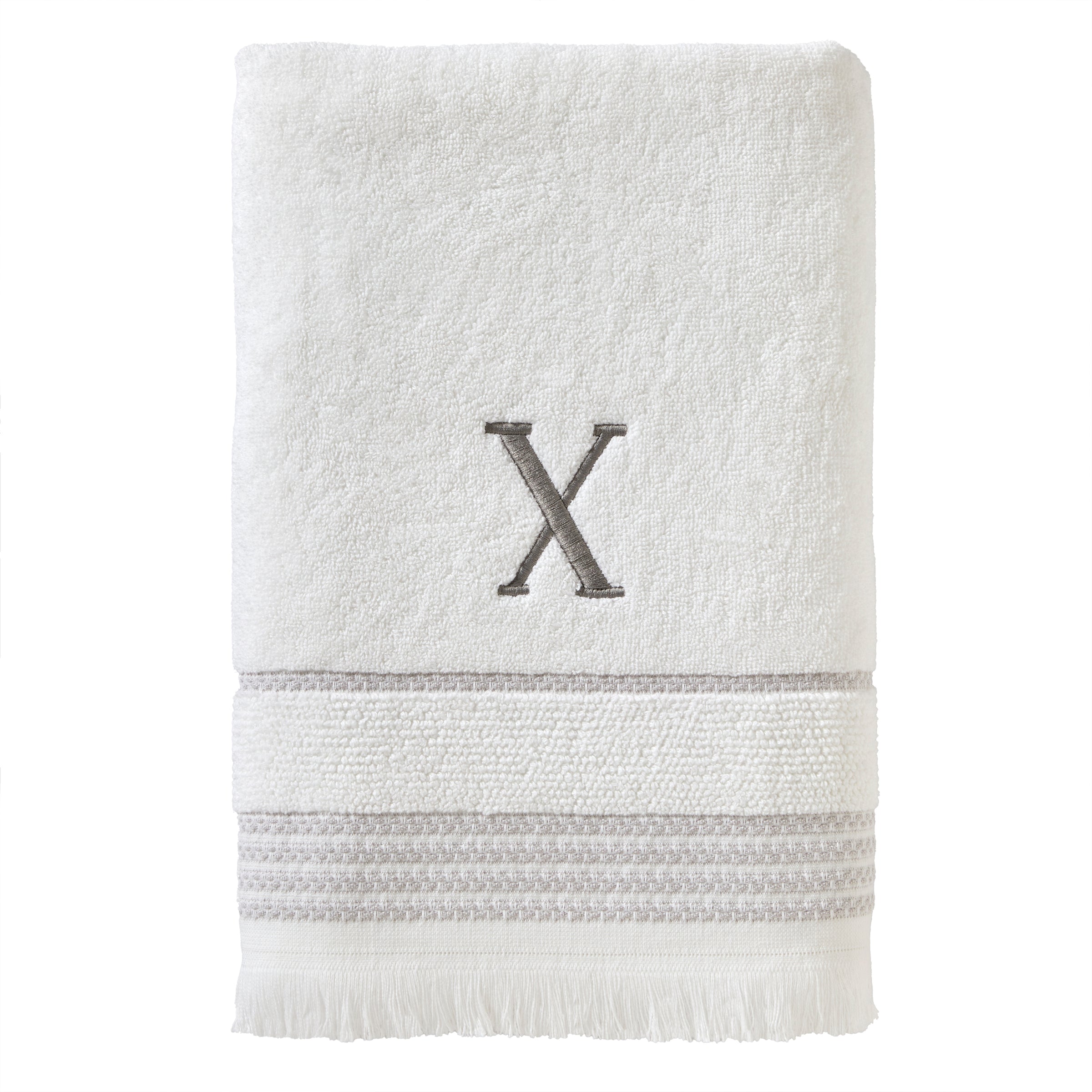 Casual Monogram “X” Cotton Bath Towel, White