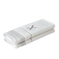Casual Monogram “X” 2-Piece Turkish Cotton Hand Towel Set, White