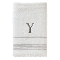 Casual Monogram “Y” Cotton Bath Towel, White