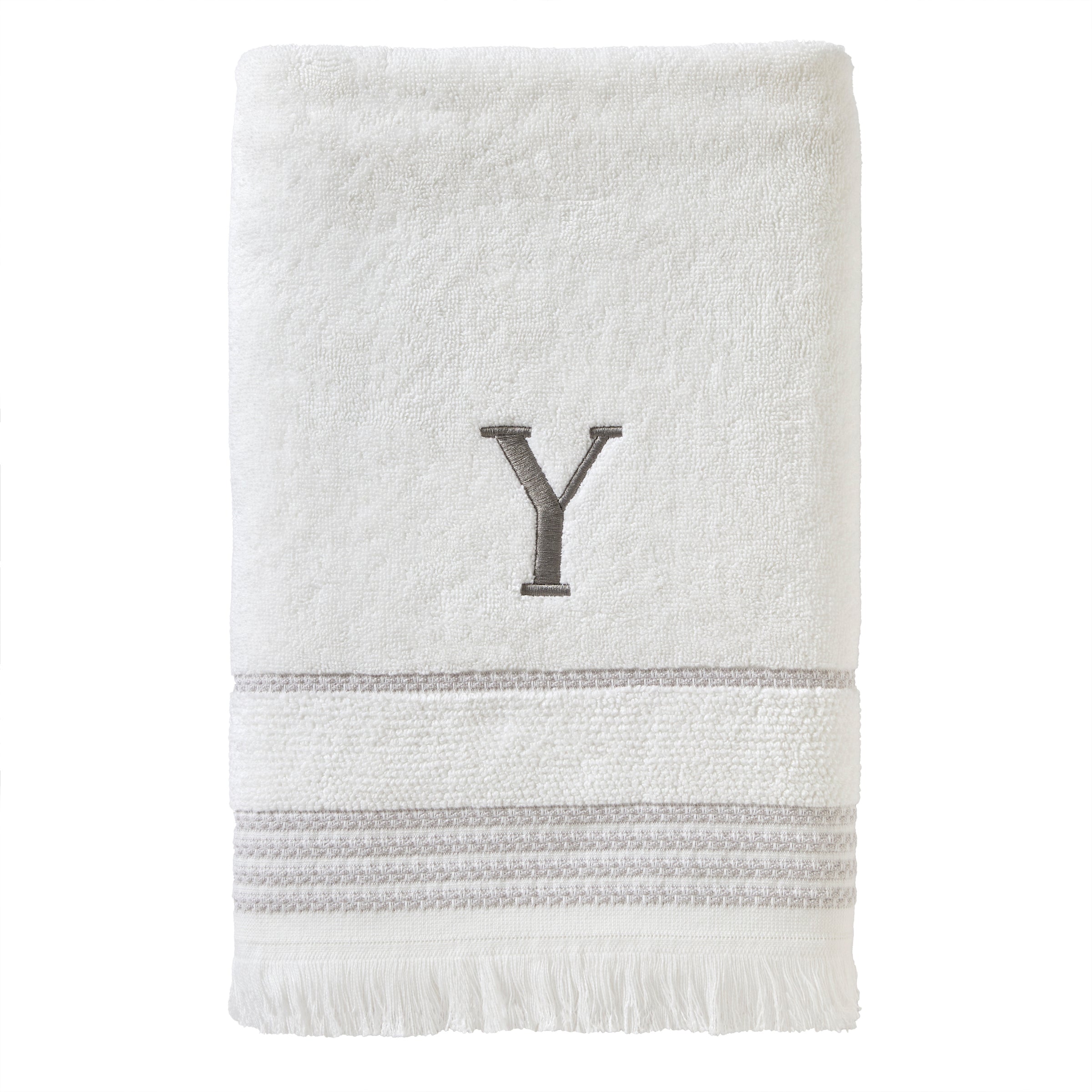 Casual Monogram “Y” Cotton Bath Towel, White