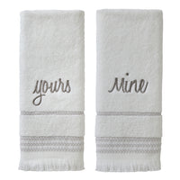 Casual Mine & Yours 2-Piece Cotton Hand Towel Set, White