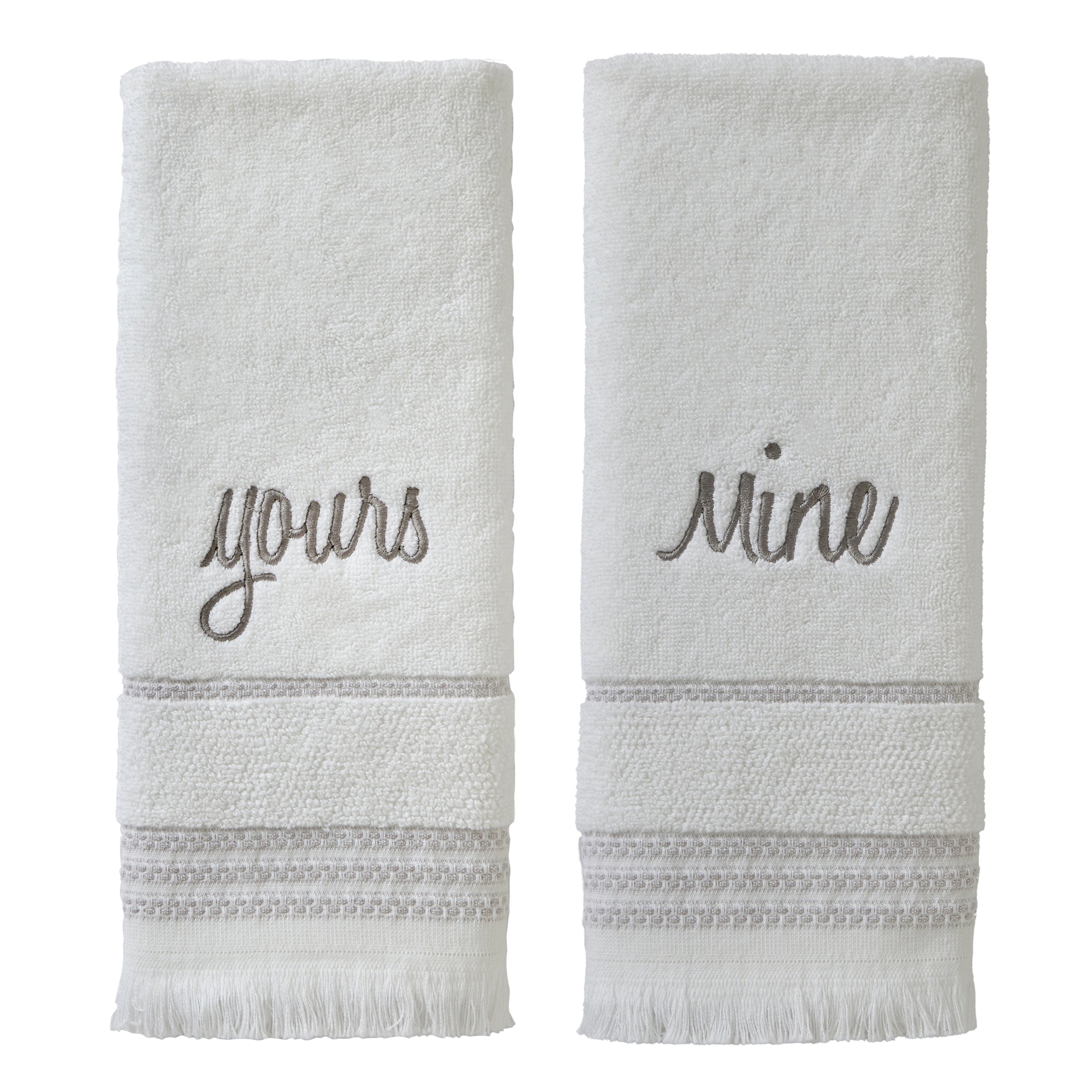 Casual Mine & Yours 2-Piece Cotton Hand Towel Set, White
