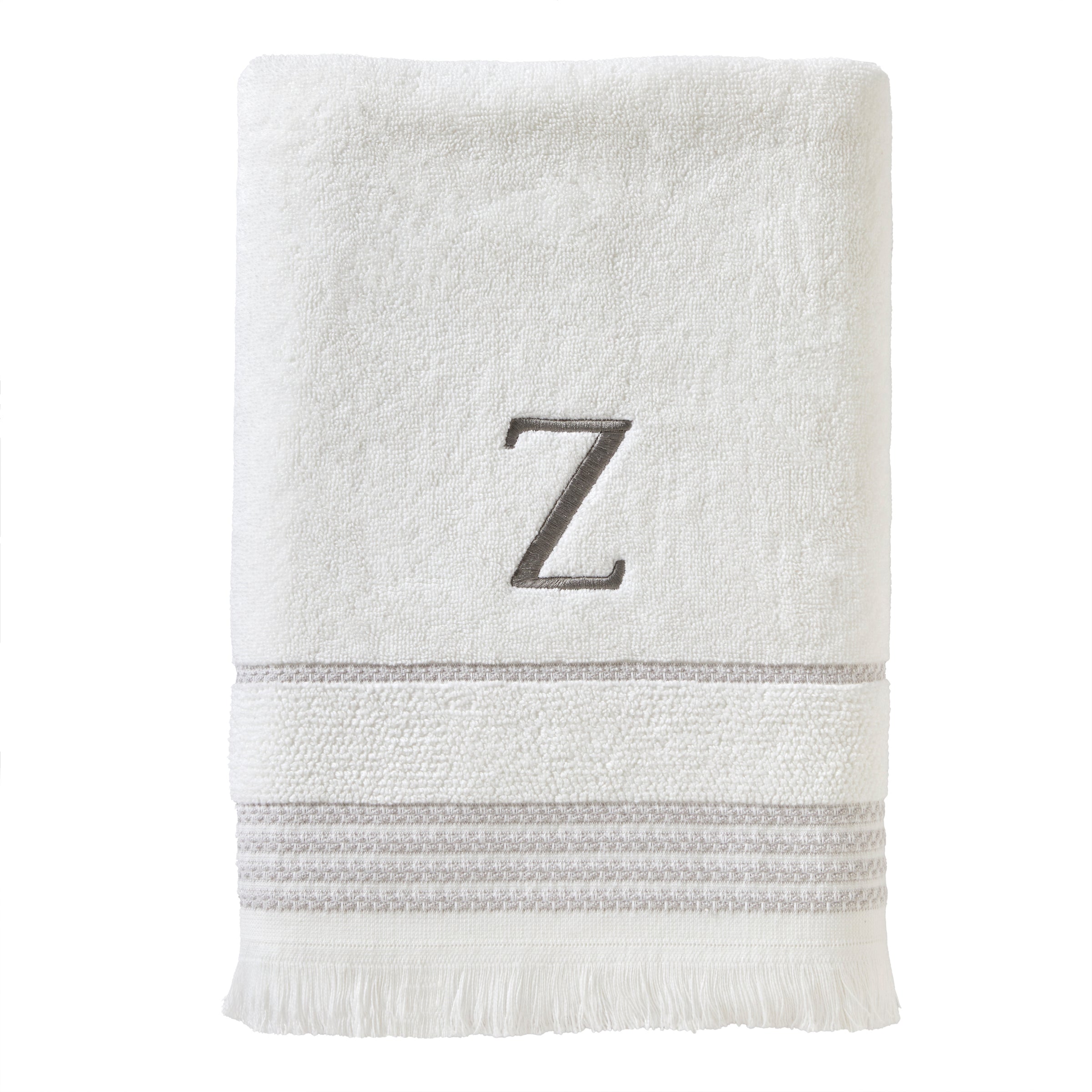 Casual Monogram “Z” Cotton Bath Towel, White