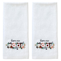 Nice Poop 2-Piece Hand Towel Set, White