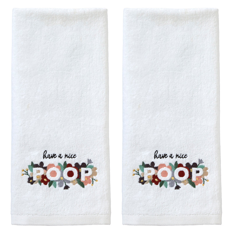 Nice Poop 2-Piece Hand Towel Set, White