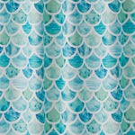 Ocean Watercolor Scales Fabric Shower Curtain, Aqua