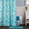 Ocean Watercolor Scales Fabric Shower Curtain, Aqua