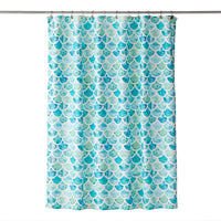Ocean Watercolor Scales Fabric Shower Curtain, Aqua
