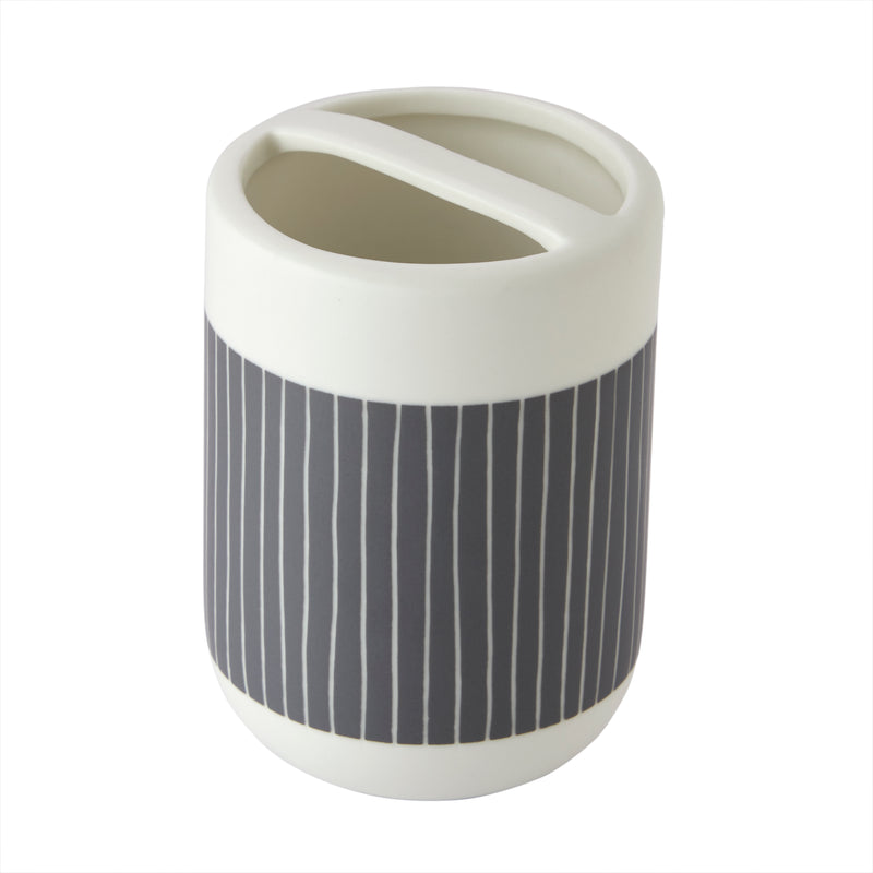Pinstripe Row Toothbrush Holder, Dove Gray