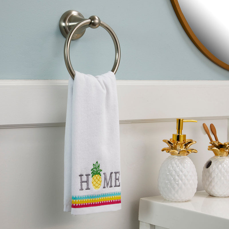 Pineapple Home Hand Towel, White, Lifestyle, displayed on towel ring
