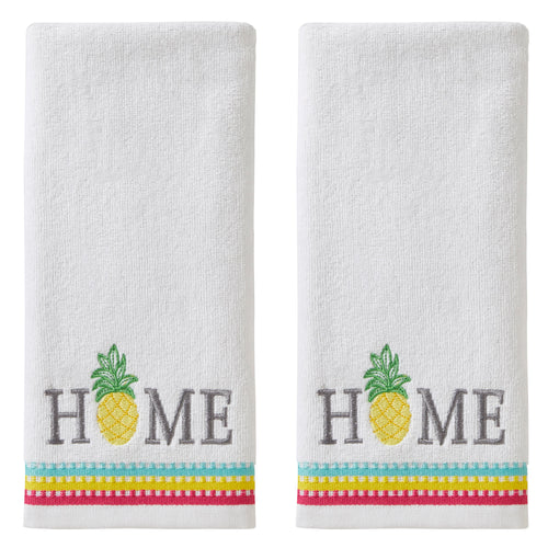 Pineapple Home 2-piece Hand Towel Set, White