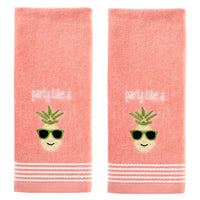 Party Pineapple 2-piece Hand Towel Set, Coral Pink