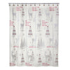 Reindeer Woods Vinyl Shower Curtain, Frosted White/Red