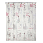 Reindeer Woods Vinyl Shower Curtain, Frosted White/Red