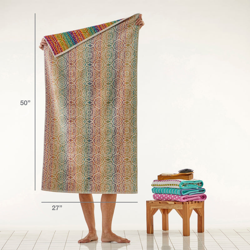 Rhapsody Bath Towel, Bright Multi, with size info