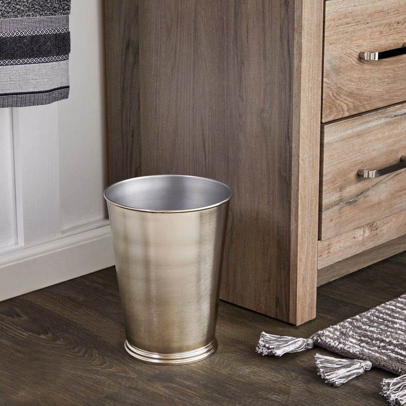 Roche Wastebasket, Stainless Steel