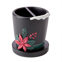 Rustic Plaid Snowman Toothbrush Holder, Black