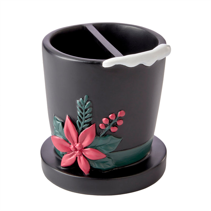 Rustic Plaid Snowman Toothbrush Holder, Black