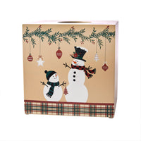 Rustic Plaid Snowman Tissue Dispenser, Tan Multi