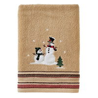 Rustic Plaid Snowman Bath Towel, Wheat