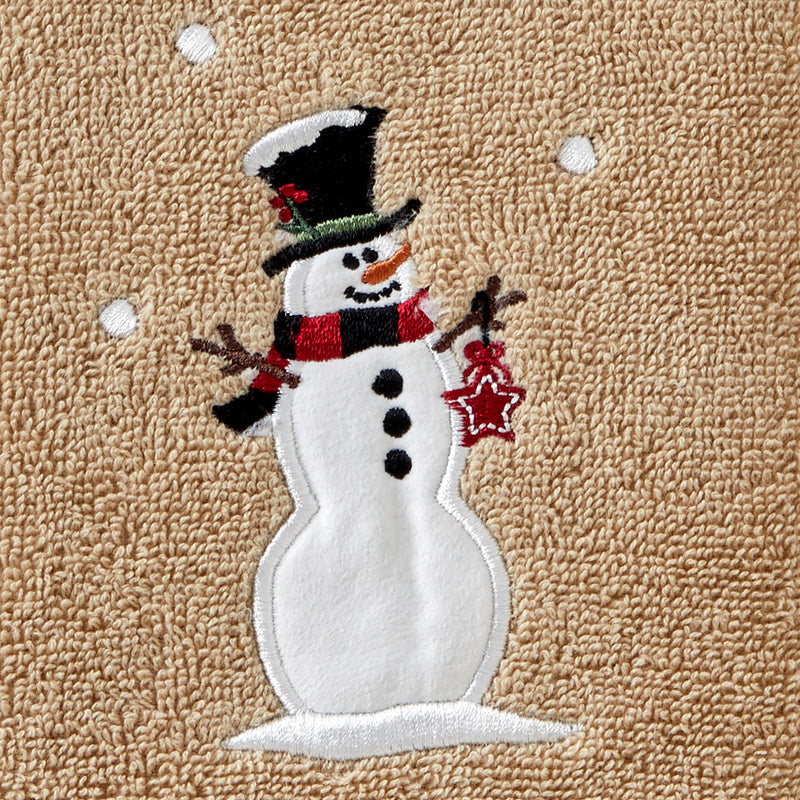 Rustic Plaid Snowman 2-Piece Hand Towel Set, Wheat