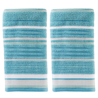 Seabrook Stripe 2-Piece Hand Towel Set, Teal