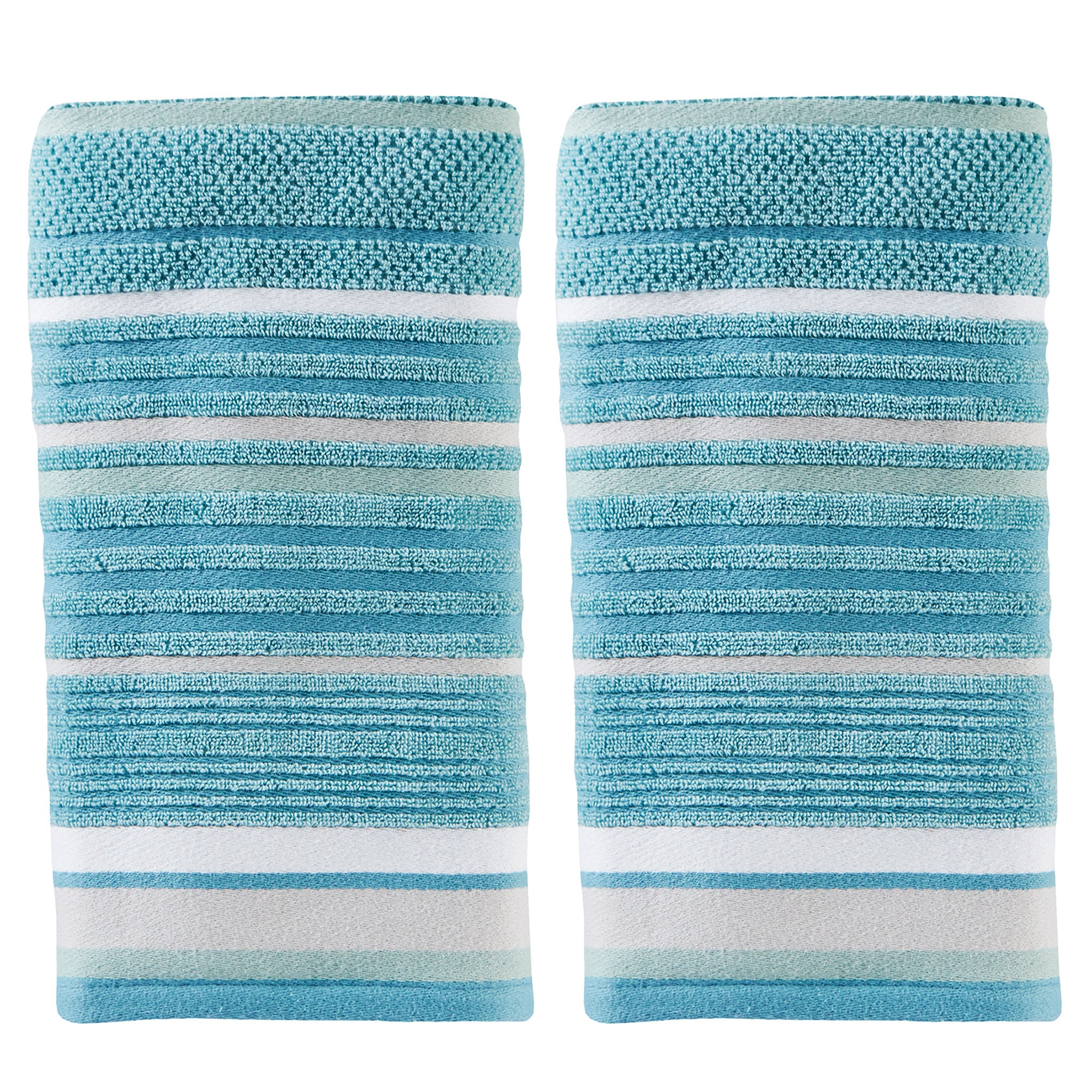 Seabrook Stripe 2-Piece Hand Towel Set, Teal