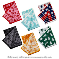 Seasonal 6-Piece Jacquard Hand Towel Set, Assorted, showing backs