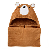 Sketched Woodland Hooded Towel, Brown