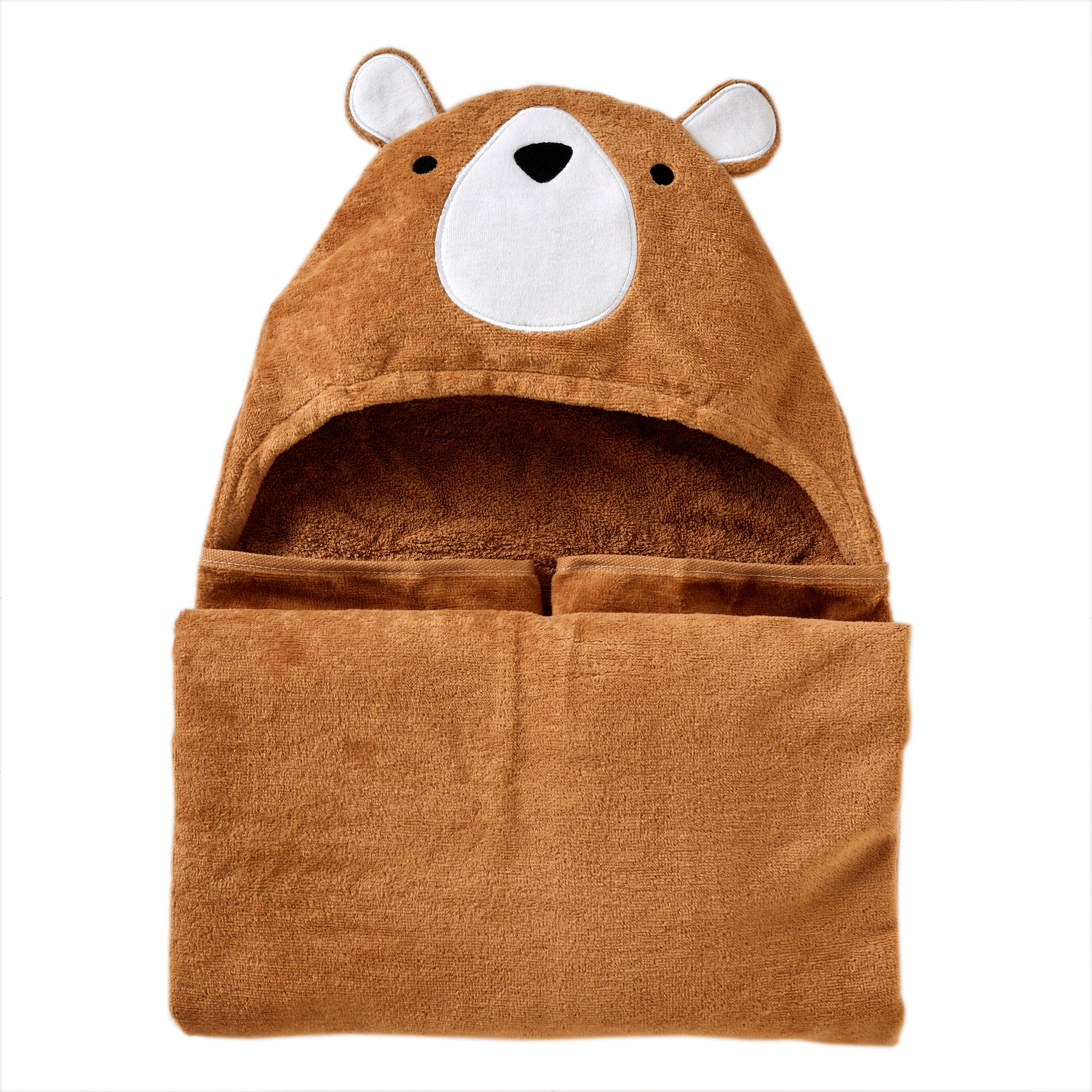 Sketched Woodland Hooded Towel, Brown