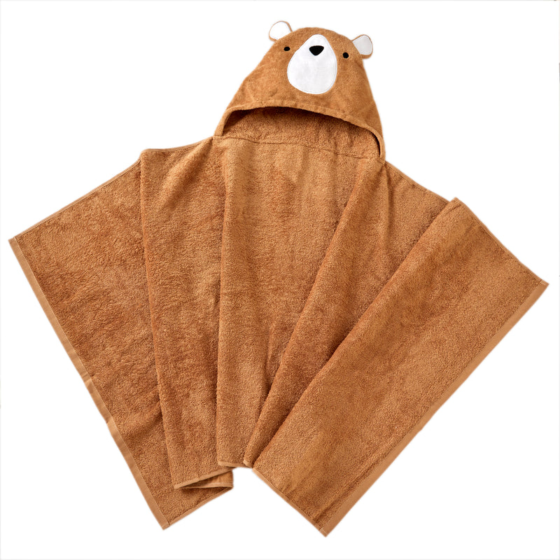 Sketched Woodland Hooded Towel, Brown
