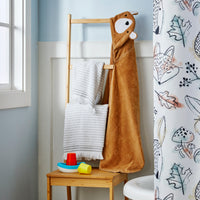 Sketched Woodland Hooded Towel, Brown