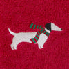 Snow Many Dachshunds 2-Piece Hand Towel Set, Red/Gray, detail