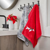Snow Many Dachshunds 2-Piece Hand Towel Set, Red/Gray, Lifestyle