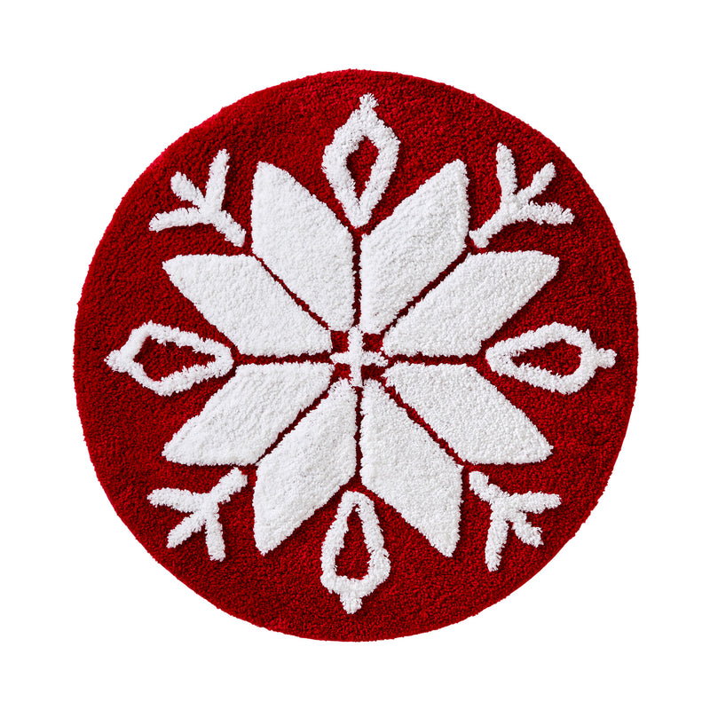 Snowflake Winter Rug, Red